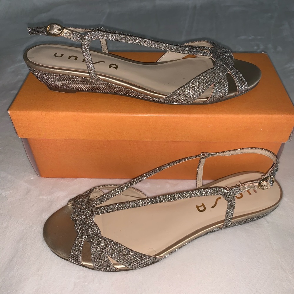 Gold Fabric Sandals